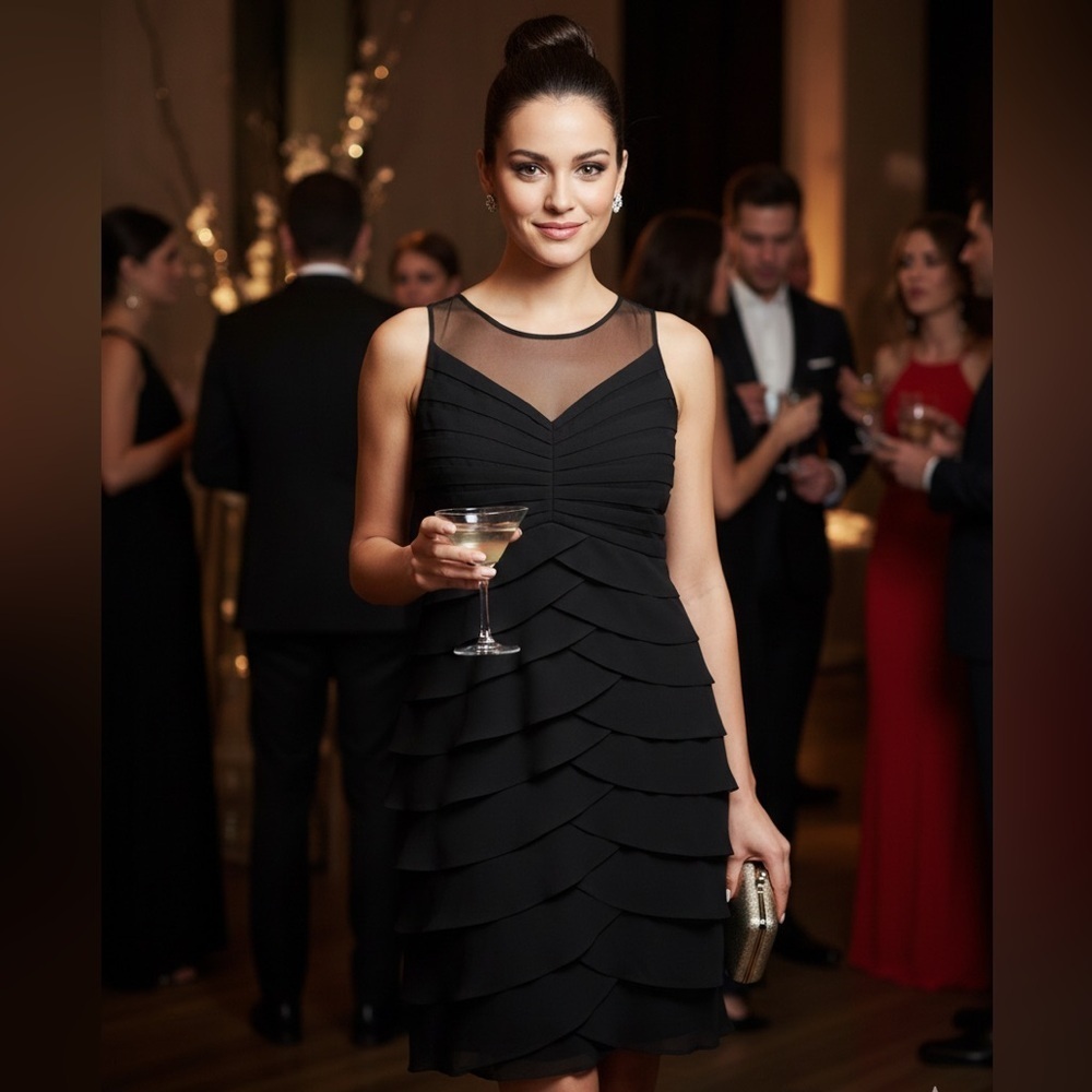 Scarlett Nite Black Layered Mini Dress size 12